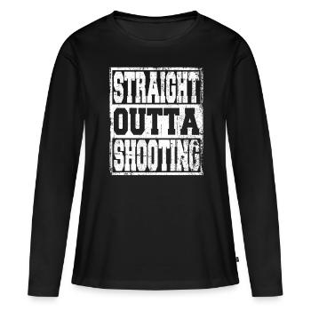 Shooting Spruch lustig - Frauen Premium Bio Langarmshirt - Schwarz - Vorne - Julia (174cm)