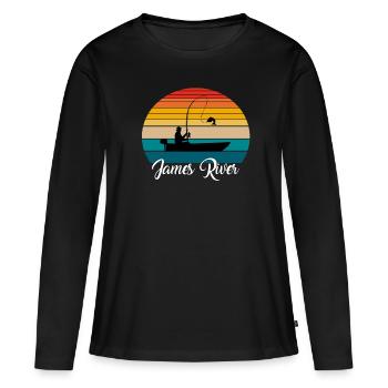 Lieu de pêche de la rivière James - T-shirt manches longues Premium bio Femme - noir - Devant - Julia (174cm)