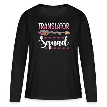 groupe de traducteurs - T-shirt manches longues Premium bio Femme - noir - Devant - Julia (174cm)