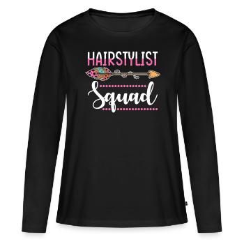 groupe de coiffeurs - T-shirt manches longues Premium bio Femme - noir - Devant - Julia (174cm)