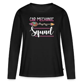 Groupe de mécaniciens automobiles - T-shirt manches longues Premium bio Femme - noir - Devant - Julia (174cm)