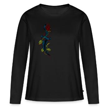 Vintage blutiger Dolch mit Rose - Frauen Premium Bio Langarmshirt - Schwarz - Vorne - Julia (174cm)