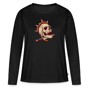Dolch und Krone - majestätischer Schädel - Frauen Premium Bio Langarmshirt - Schwarz - Vorne - Julia (174cm)
