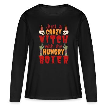 Deutscher Boxer Halloween Kostüm Hund Spruch - Frauen Premium Bio Langarmshirt - Schwarz - Vorne - Julia (174cm)
