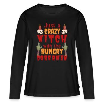 Doberman Halloween Costume Chien Dicton - T-shirt manches longues Premium bio Femme - noir - Devant - Julia (174cm)