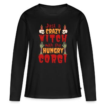 Welsh Corgi Halloween Costume Dog Saying - Women's Premium Organic Long Sleeve Shirt - black - Front - Julia (174cm)