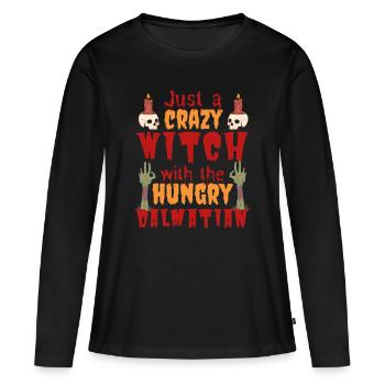 Dalmatien Halloween Costume Chien Dicton - T-shirt manches longues Premium bio Femme - noir - Devant - Julia (174cm)