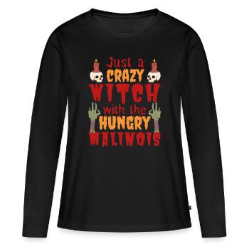 Malinois Belge Costume d’Halloween Chien Dicton - T-shirt manches longues Premium bio Femme - noir - Devant - Julia (174cm)