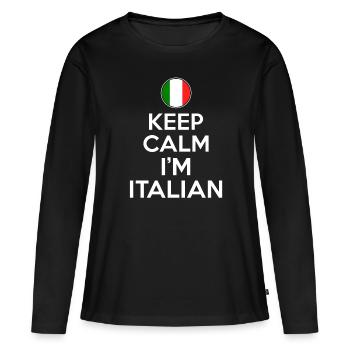 Keep calm im italian - Frauen Premium Bio Langarmshirt - Schwarz - Vorne - Julia (174cm)