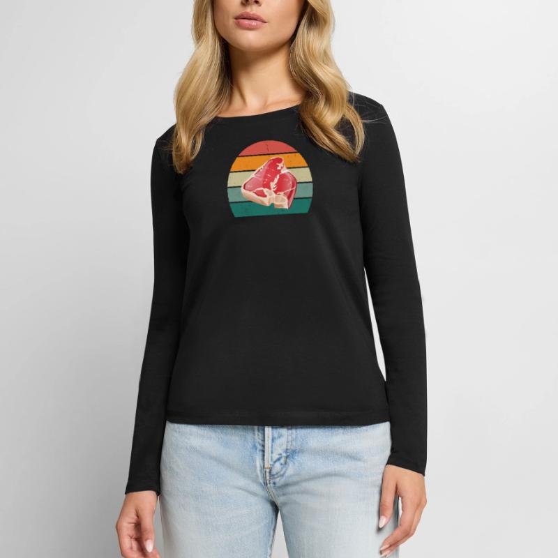 Metzger Fleischer Wurst rind Fleischerei Fleisch Frauen Premium Bio Langarmshirt