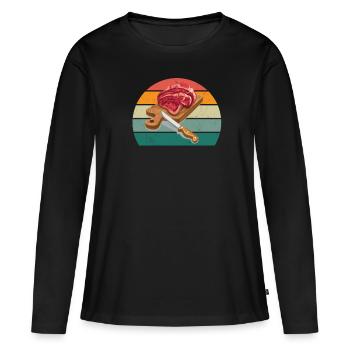 Butcher Fleischer Wurst rind Fleischerei Fleischerei Fleisch - Women's Premium Organic Long Sleeve Shirt - black - Front - Julia (174cm)