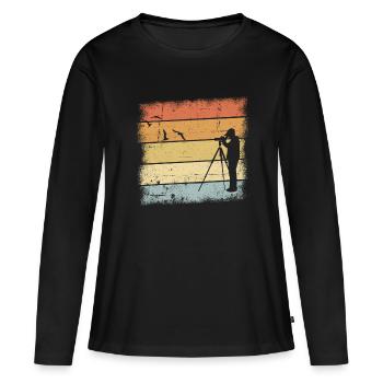 Don d’ornithologue - T-shirt manches longues Premium bio Femme - noir - Devant - Julia (174cm)