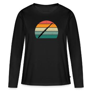 Flûte Flûte Flûte Flûtiste Joueur de Flûte Flûte Flûte - T-shirt manches longues Premium bio Femme - noir - Devant - Julia (174cm)