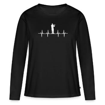 Flûte Flûte Flûte Flûtiste Joueur de Flûte Flûte Flûte - T-shirt manches longues Premium bio Femme - noir - Devant - Julia (174cm)