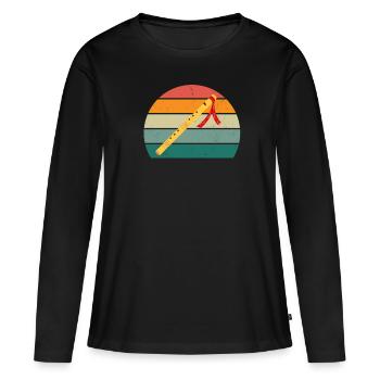 Flûte Flûte Flûte Flûtiste Joueur de Flûte Flûte Flûte - T-shirt manches longues Premium bio Femme - noir - Devant - Julia (174cm)