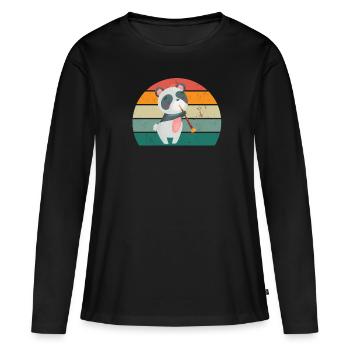 Flûte Flûte Flûte Flûtiste Joueur de Flûte Flûte Flûte - T-shirt manches longues Premium bio Femme - noir - Devant - Julia (174cm)