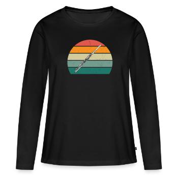 Flûte Flûte Flûte Flûtiste Joueur de Flûte Flûte Flûte - T-shirt manches longues Premium bio Femme - noir - Devant - Julia (174cm)