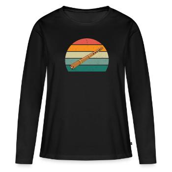 Flûte Flûte Flûte Flûtiste Joueur de Flûte Flûte Flûte - T-shirt manches longues Premium bio Femme - noir - Devant - Julia (174cm)