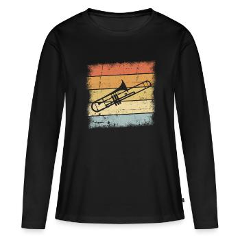 Trombone Instrument - T-shirt manches longues Premium bio Femme - noir - Devant - Julia (174cm)
