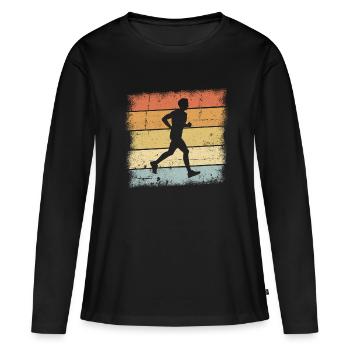 Joggen Sunset - Frauen Premium Bio Langarmshirt - Schwarz - Vorne - Julia (174cm)