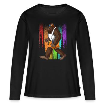 Retro Walking Bigfoot Unheimlich - Frauen Premium Bio Langarmshirt - Schwarz - Vorne - Julia (174cm)