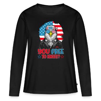Eagle American Flag Men 4 juillet États-Unis - T-shirt manches longues Premium bio Femme - noir - Devant - Julia (174cm)