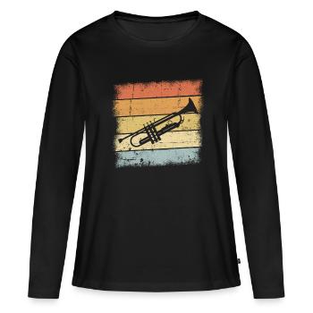 Instrument de trompette - T-shirt manches longues Premium bio Femme - noir - Devant - Julia (174cm)