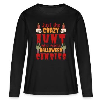 Creepy funny Halloween saying aunt - Women's Premium Organic Long Sleeve Shirt - black - Front - Julia (174cm)