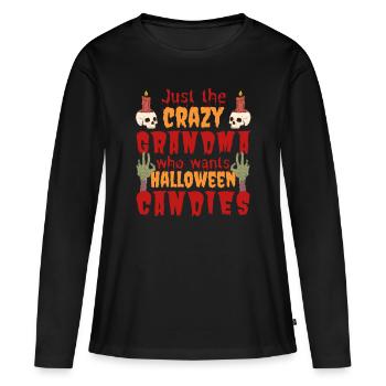 Gruselig lustig Halloween Spruch Oma - Frauen Premium Bio Langarmshirt - Schwarz - Vorne - Julia (174cm)