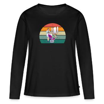 Haare schneiden Friseuse Frisörin Schere Fön Haar - Frauen Premium Bio Langarmshirt - Schwarz - Vorne - Julia (174cm)