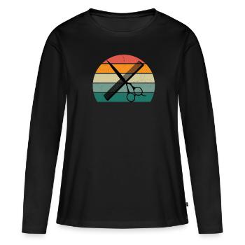 Haare schneiden Friseuse Frisörin Schere Fön Haar - Frauen Premium Bio Langarmshirt - Schwarz - Vorne - Julia (174cm)