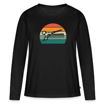 Haare schneiden Friseuse Frisörin Schere Fön Haar - Frauen Premium Bio Langarmshirt - Schwarz - Vorne - Julia (174cm)