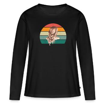 Haare schneiden Friseuse Frisörin Schere Fön Haar - Frauen Premium Bio Langarmshirt - Schwarz - Vorne - Julia (174cm)