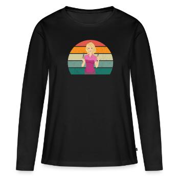 Haare schneiden Friseuse Frisörin Schere Fön Haar - Frauen Premium Bio Langarmshirt - Schwarz - Vorne - Julia (174cm)