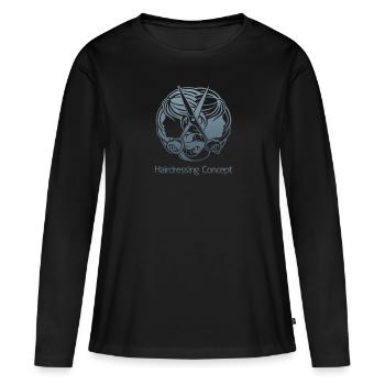 Haare schneiden Friseuse Frisörin Schere Fön Haar - Frauen Premium Bio Langarmshirt - Schwarz - Vorne - Julia (174cm)