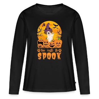 English Pointer Halloween Kostüm Hund - Frauen Premium Bio Langarmshirt - Schwarz - Vorne - Julia (174cm)