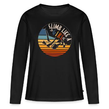 Grimpeuse Grimpeuse WoBouldering - T-shirt manches longues Premium bio Femme - noir - Devant - Julia (174cm)