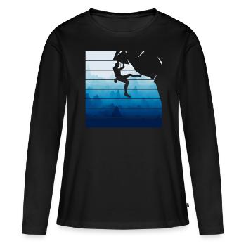 Retro Felsklettern Bergsteiger - Frauen Premium Bio Langarmshirt - Schwarz - Vorne - Julia (174cm)