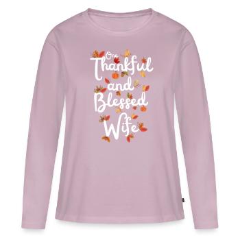 Thankful Wife Mama Herbst Blätter Dankbarkeit - Frauen Premium Bio Langarmshirt - Altrosa - Vorne - Julia (174cm)