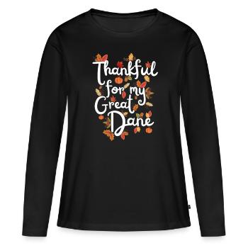 Reconnaissant pour mes feuilles d’automne Great Dane Great Dane - T-shirt manches longues Premium bio Femme - noir - Devant - Julia (174cm)