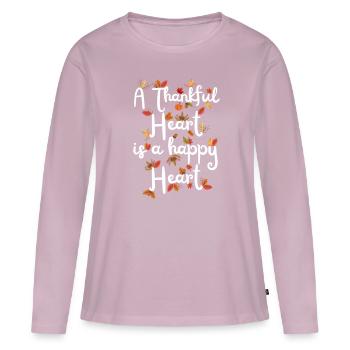 Thankful Happy Heart Herbst Blätter Dankbarkeit - Frauen Premium Bio Langarmshirt - Altrosa - Vorne - Julia (174cm)