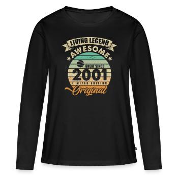 2001 Anniversaire Rétro Original - T-shirt manches longues Premium bio Femme - noir - Devant - Julia (174cm)