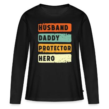 Mari Papa Protecteur Héros - T-shirt manches longues Premium bio Femme - noir - Devant - Julia (174cm)