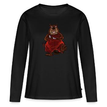 Monster Animals - Couteau d’horreur Castor - T-shirt manches longues Premium bio Femme - noir - Devant - Julia (174cm)