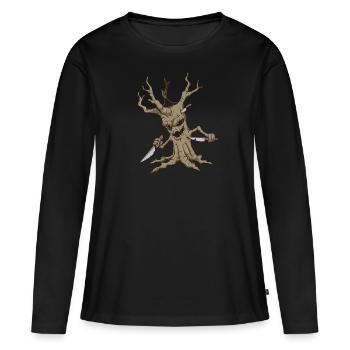Monster Plants - Arbre au couteau d’horreur - T-shirt manches longues Premium bio Femme - noir - Devant - Julia (174cm)