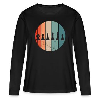 Pièces d’échecs Échecs Échecs - T-shirt manches longues Premium bio Femme - noir - Devant - Julia (174cm)