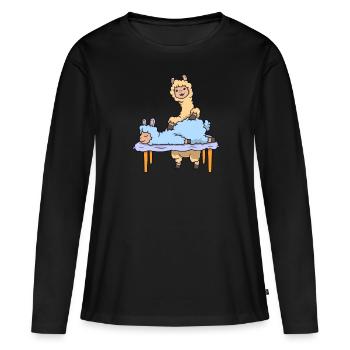 Lama massé - Physiothérapie - T-shirt manches longues Premium bio Femme - noir - Devant - Julia (174cm)