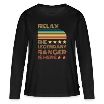 Relax der Legendäre Ranger ist hier Retro - Frauen Premium Bio Langarmshirt - Schwarz - Vorne - Julia (174cm)