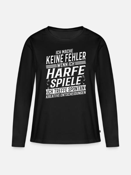 Harfenspieler Musikinstrument Musik Harfe - Frauen Premium Bio Langarmshirt - Schwarz