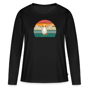 Gänse Vogel Weihnachtsgans Fliegen Vögel Gans - Frauen Premium Bio Langarmshirt - Schwarz - Vorne - Julia (174cm)